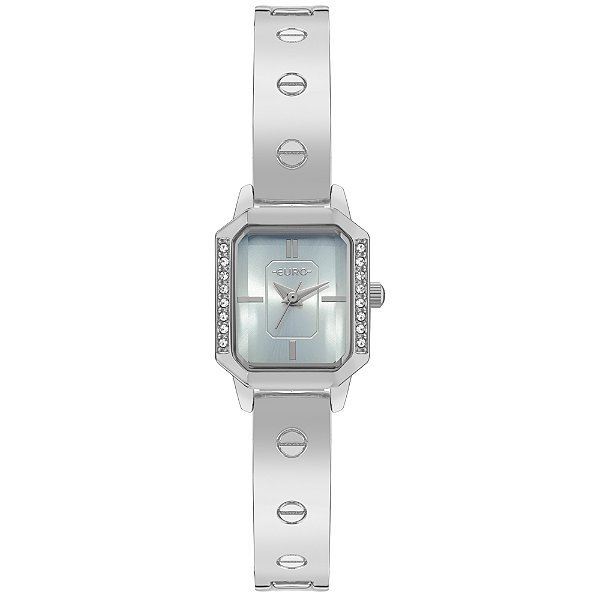 Relógio Euro Feminino Estilo Bracelete Com Cristais Fundo Azul 20mm EU2035ZBF5A
