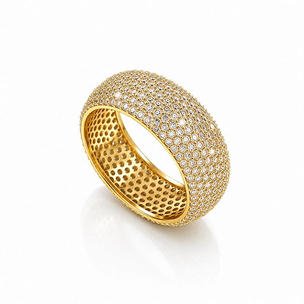 Aliança Princess Moissanites Ouro18k
