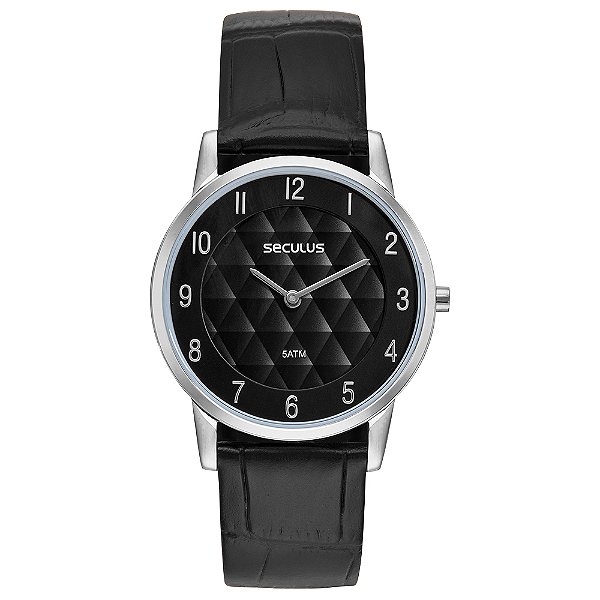 Relógio Seculus Masculino Social Analógico Pulseira de Couro 38mm 23725G0SVNC3