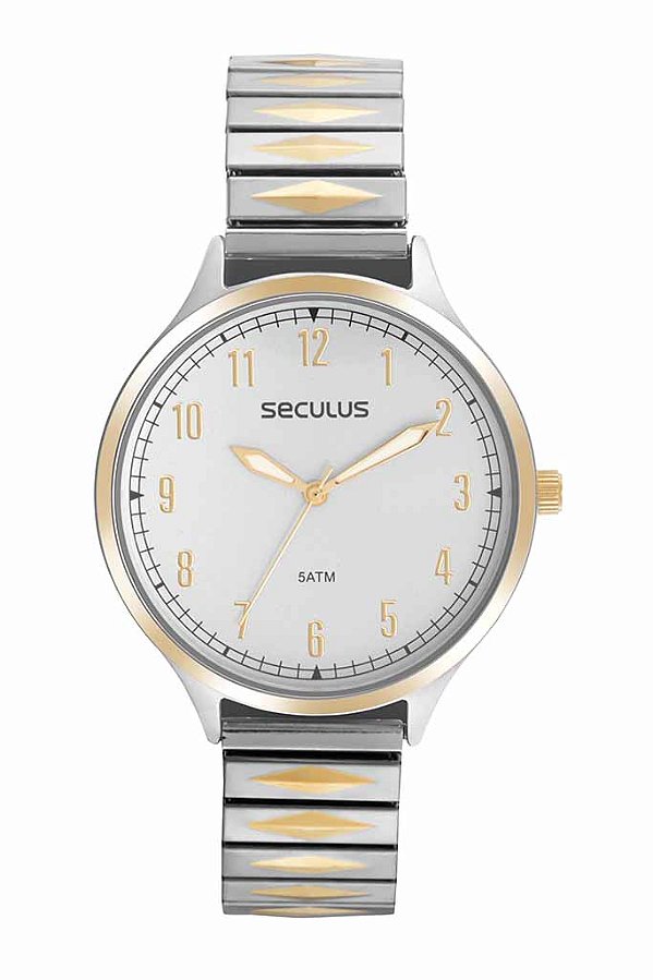 Relógio Seculus Feminino Dourado Fundo Madrepérola 40mm 44144LPSVDS1