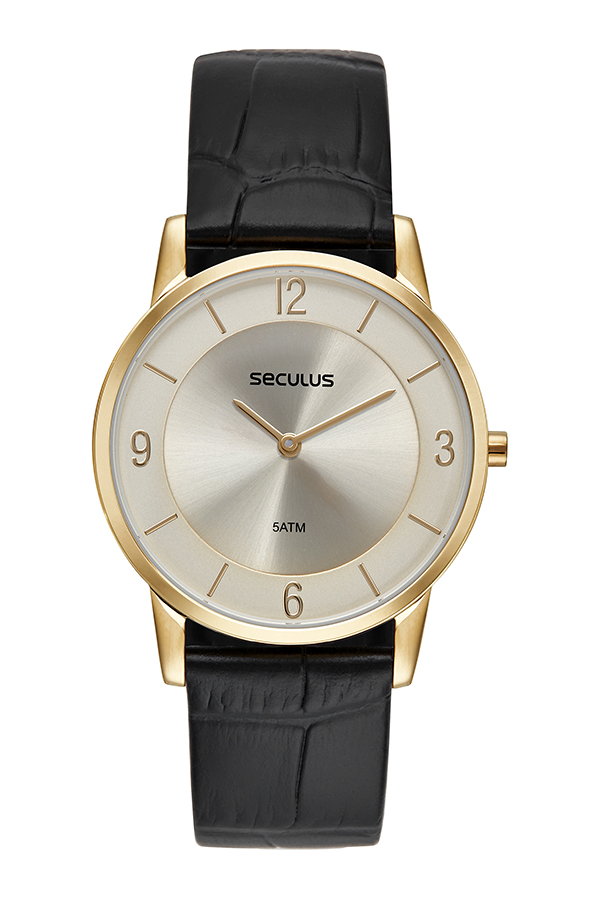 Relógio Seculus 23724GPSVDC2 Couro Dourado 38mm