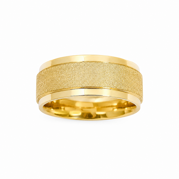 Aliança Reta Polida Diamantada 7mm Ouro 18K