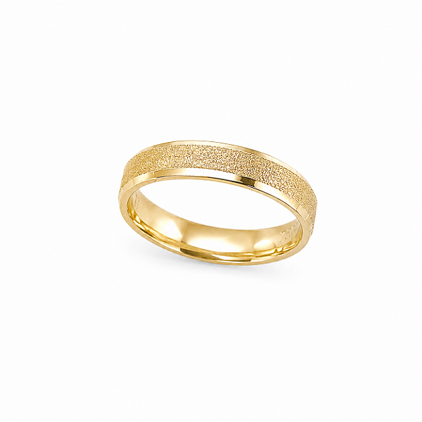Aliança Reta Diamantada Semi Anatômica Borda Chanfrada 3mm Ouro 18K