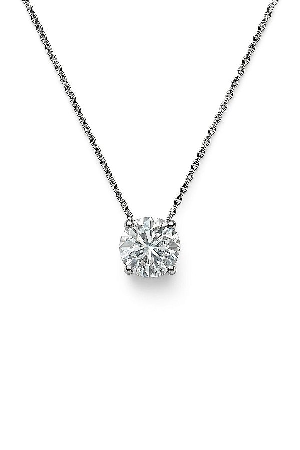 Colar Ponto de Luz Moissanite 11mm Prata 925 com Ródio