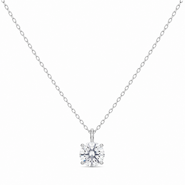Colar Ponto de Luz Moissanite 9mm Prata 925 com Ródio