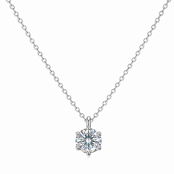 Colar Ponto de Luz 8mm Moissanite Prata 925 com Ródio