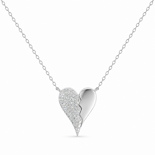Colar Coração Cravejado Moissanite Prata 925 com Ródio