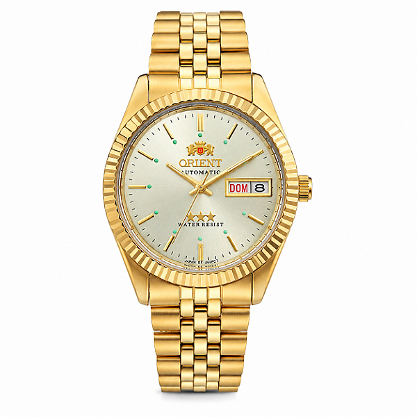 Relógio Orient 3 Estrelas 469EC7NHC1KX Dourado Jubilee 36mm