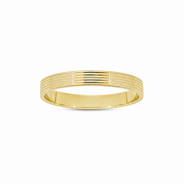 Aliança Reta com Friso Polida 3mm Ouro 18k