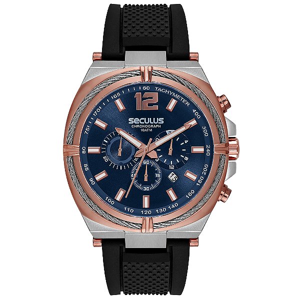 Relógio Seculus Masculino 44252GPSVGU3 Azul Silicone 48mm