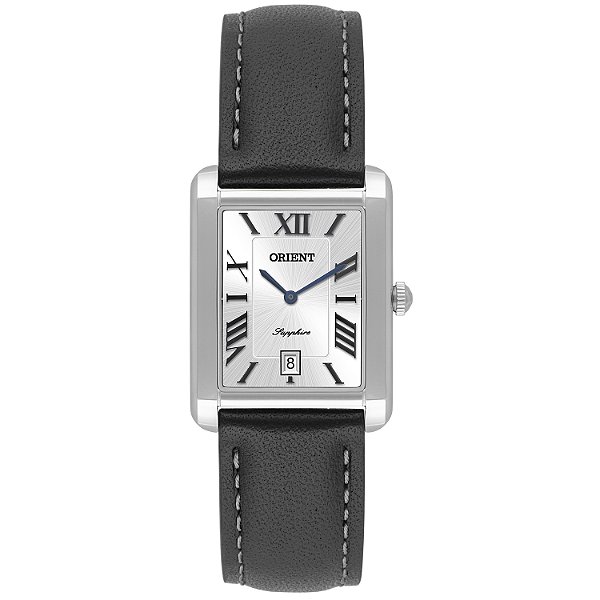 Relógio Orient Feminino Retangular Pulseira de Couro Algarismos Romanos 23mm LBSC1009B3PX
