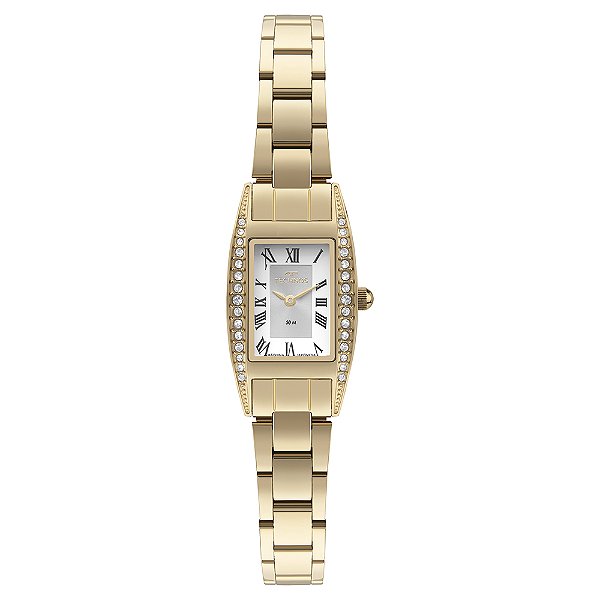 Relógio Technos Feminino Retangular Dourado Romano 5Y20MH1K