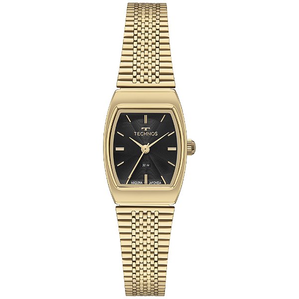 Relógio Technos Feminino Dourado Fundo Preto 2035NDJ1P