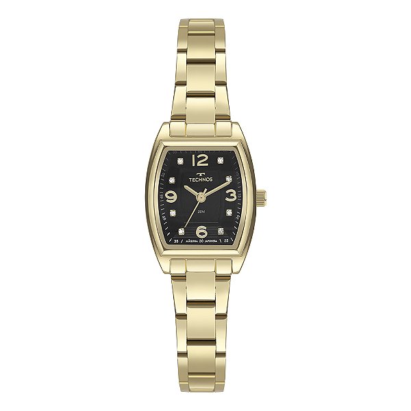 Relógio Technos Feminino Dourado 2035MXP1P Fundo Preto