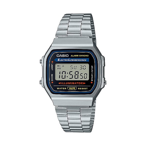 Relógio Casio Vintage Prata Digital Clássico Unissex A168WA-1WDF-SC Original