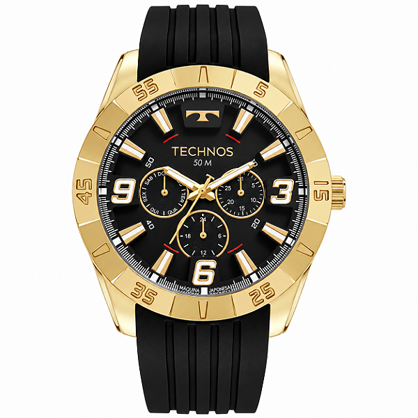 Relógio Technos Masculino Racer Dourado Silicone 6P29ALU2P