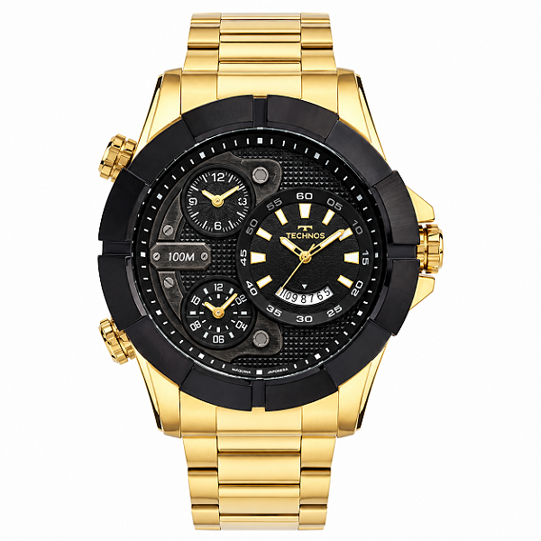 Relógio Technos Masculino Dourado Grande 52mm 20153MAQAB1P
