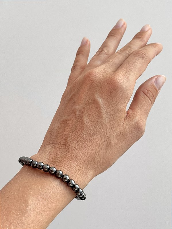 Pulseira de Hematita Redonda 6mm - Proteção, Disciplina, Afasta Vícios e Melhora Hábitos