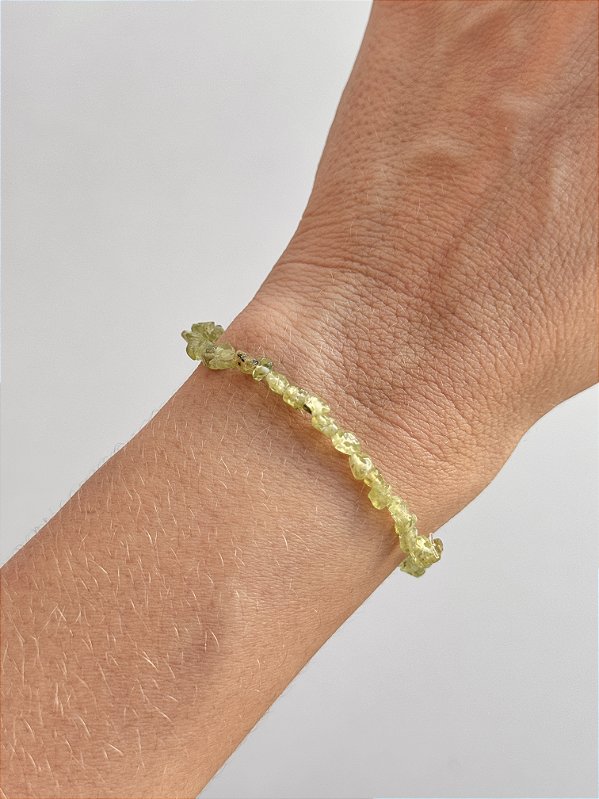 Pulseira de Peridoto Cascalho Mini - Transformação; Mudanças Drásticas; Destino; Libera Tensões