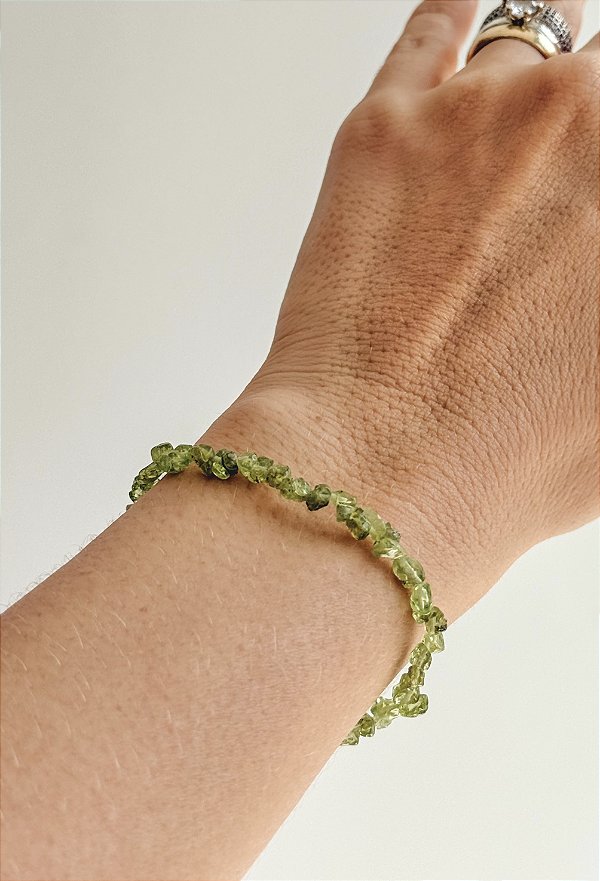 Pulseira de Peridoto Cascalho Mini - Transformação; Mudanças Drásticas; Destino; Libera Tensões