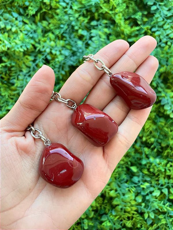 Chaveiro de Jaspe Vermelho Rolado - Coragem, Atitude, Vitalidade e Saúde