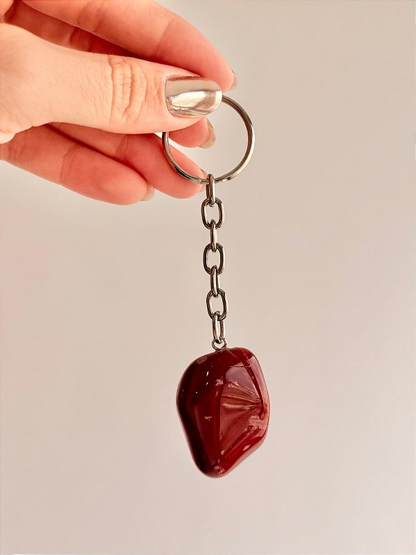 Chaveiro de Jaspe Vermelho Rolado - Coragem, Atitude, Vitalidade e Saúde