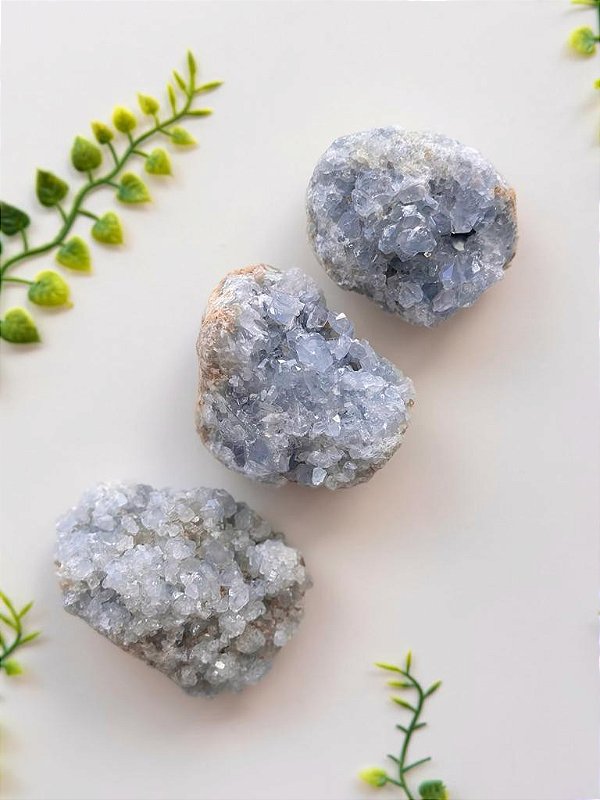 Drusa de Celestita G 200 a 290 - Realização de Sonhos, Conexão com Anjos da Guarda