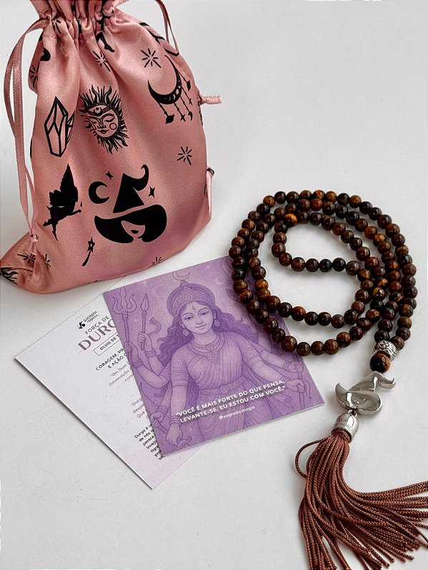 Japamala Olho de Tigre 6mm - 108 contas - Força de Durga - Coragem, Proteção e Determinação