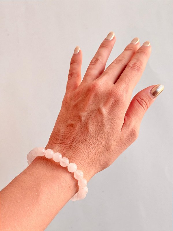 Pulseira de Quartzo Rosa Redonda 8mm - Amor, Perdão e Gratidão