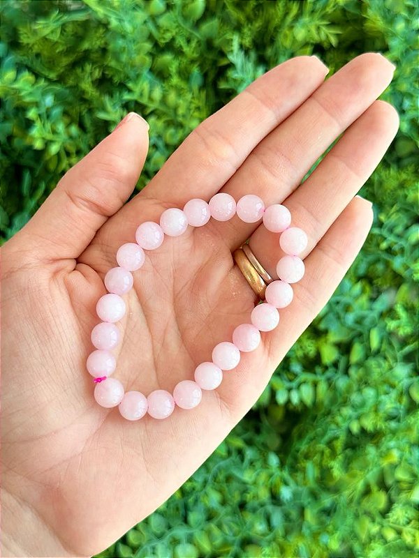 Pulseira de Quartzo Rosa Redonda 8mm - Amor, Perdão e Gratidão
