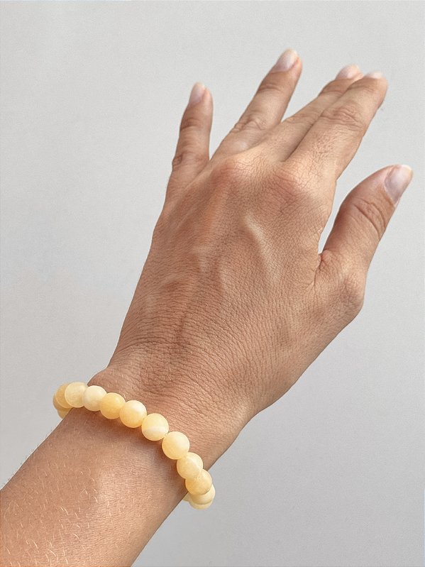 Pulseira de Calcita Amarela Redonda 8mm - Movimento, Realizações, Alegria e Entusiasmo