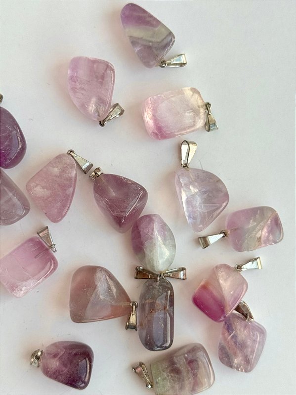 Pingente de Fluorita Roxa Rolada - Superação, Purificação e Concentração