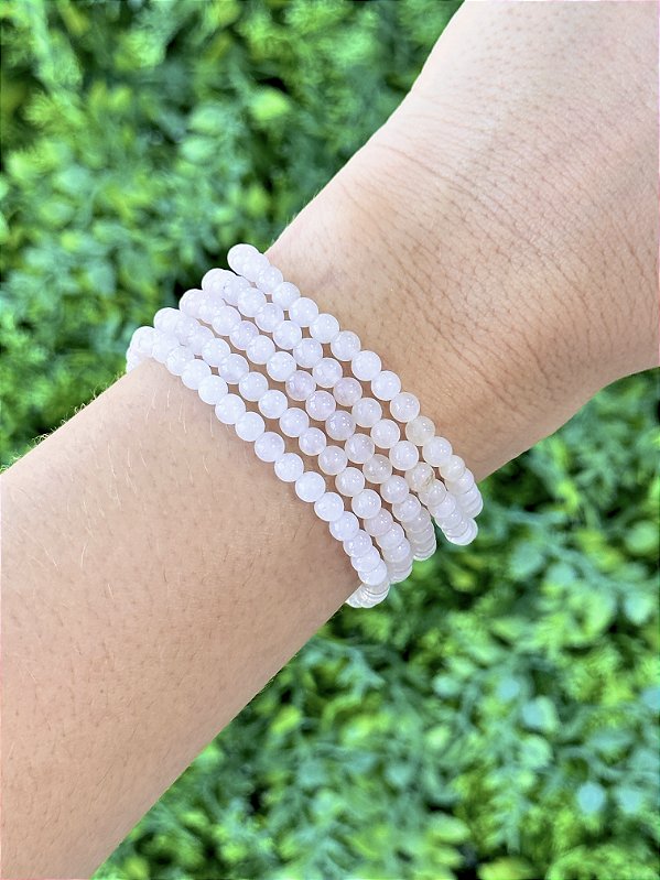 Pulseira de Quartzo Rosa Redonda 4mm - Amor, Perdão e Gratidão