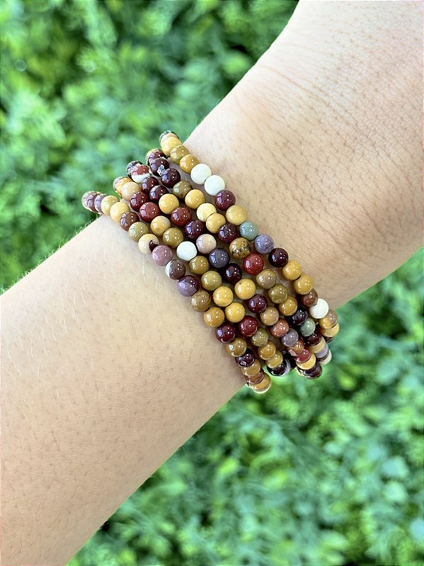 Pulseira de Jaspe Mokaíta Redonda 4mm - Correção de Karmas, Jovialidade e Força