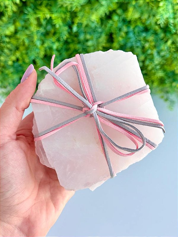 Conjunto de Porta Copos de Quartzo Rosa - Pedra do Amor - Cura do Coração, Amor Próprio, Perdão e Gratidão