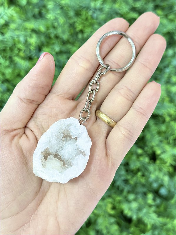 Chaveiro de Geodo de Cristal - Pedra da Sorte