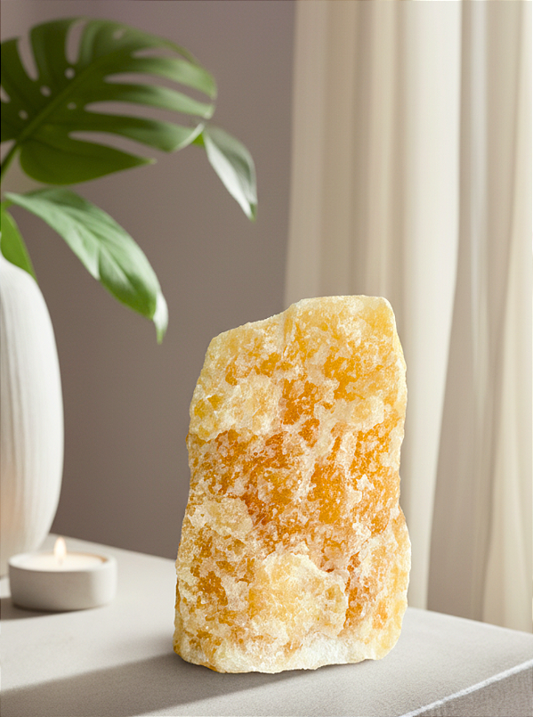 Calcita Amarela - Base Serrada - Movimento, Realizações, Alegria e Entusiasmo