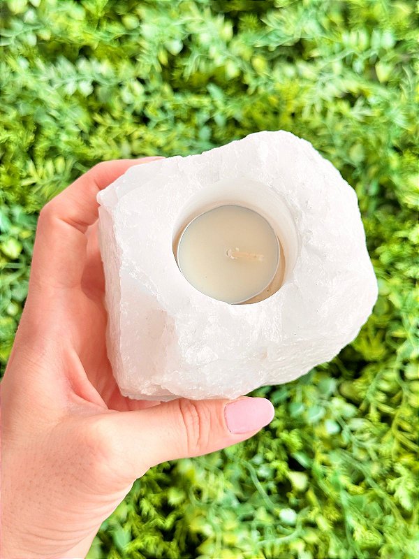 Porta Velas de Quartzo Cristal - Purificação, Energização e Intensificador