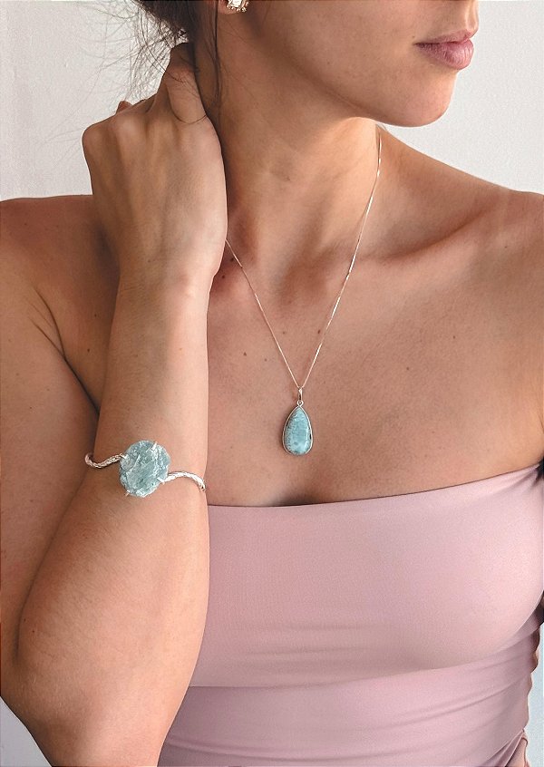 Bracelete Fada de Água Marinha - Pedra da Ansiedade, Desfaz Confusões, Protege os Pensamentos