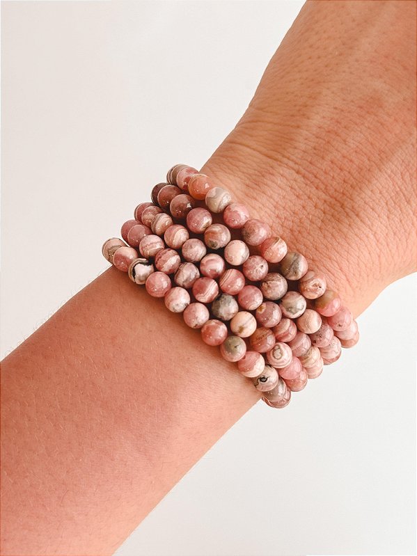 Pulseira de Rodocrosita Redonda 6mm - Libido, Altruísmo e Compaixão - Melhora os Relacionamentos