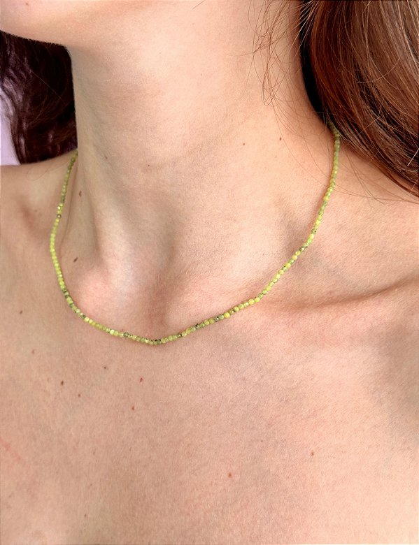 Colar Peridoto 2mm Multifacetada - Transformação; Mudanças Drásticas; Destino; Libera Tensões