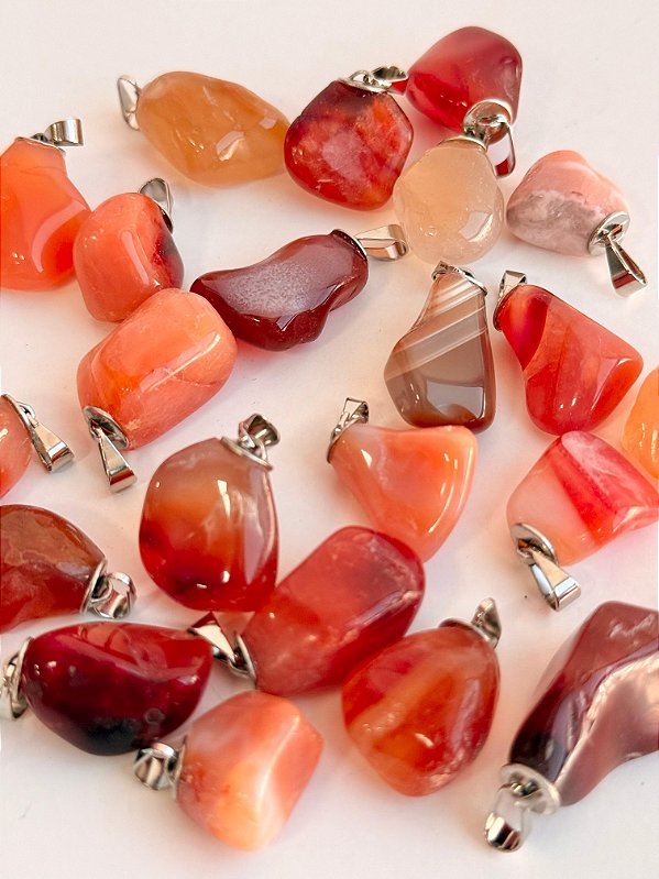 Pingente de Ágata Mista - Pedra da Coragem e Autoconfiança