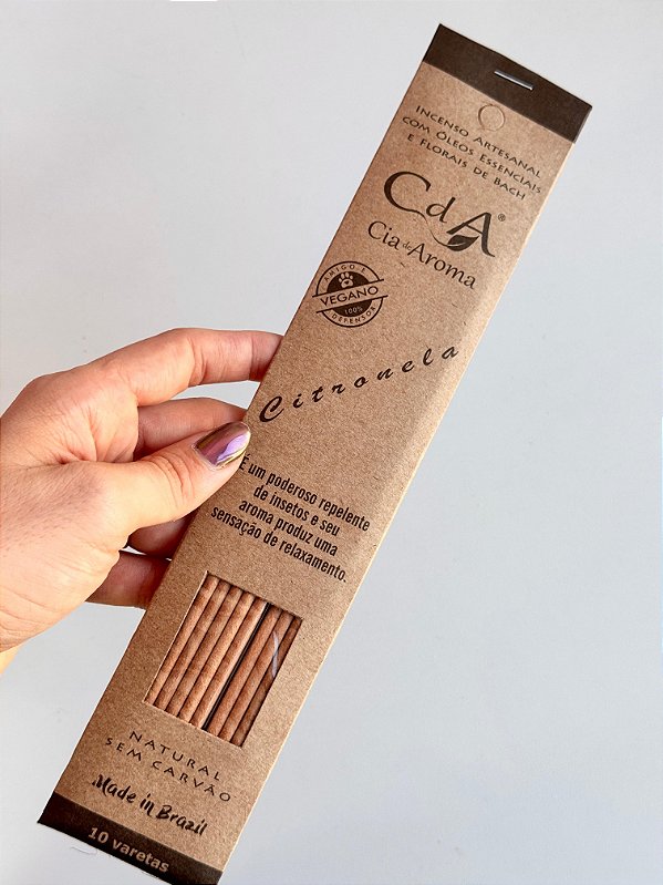 Incenso Natural Cia de Aroma - Citronela - Relaxamento; Repele Insetos