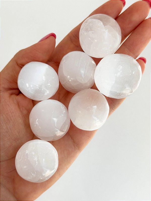 Esfera de Selenita Mini - Limpeza Energética; Paz de Espírito; Cansaço Mental e Dores
