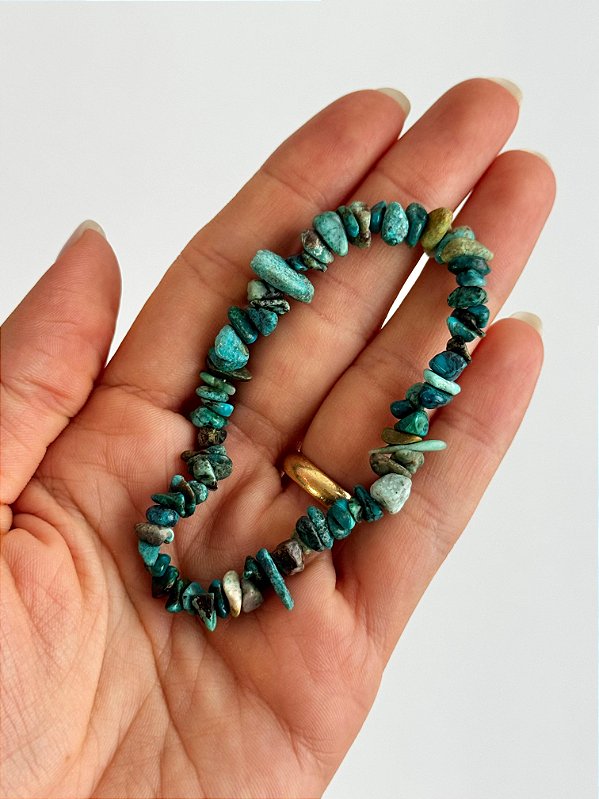 Pulseira de Crisocola - Merecimento, Empoderamento, Criação de Novas Coisas, Criatividade, Fertilidade e Abundância