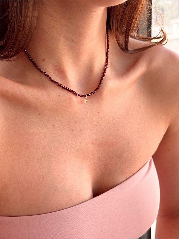 Colar de Granada 2mm Multifacetado - Poder Sexual, Ousadia, Autoestima, Paixão e Desejo