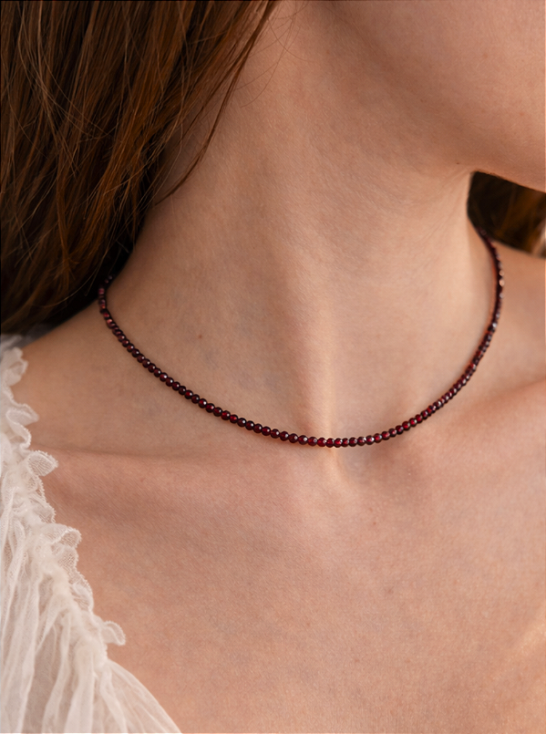 Colar de Granada 2mm Multifacetado - Poder Sexual, Ousadia, Autoestima, Paixão e Desejo