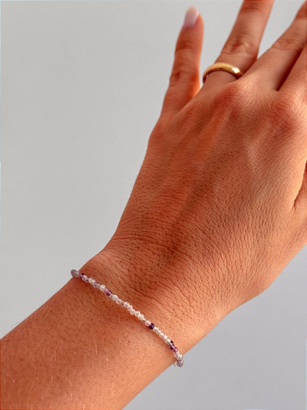 Pulseira de Fluorita 2mm Multifacetada - Superação, Purificação e Concentração