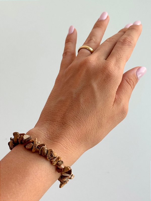 Pulseira de Jaspe Picture Cascalho - Curas de Vidas Passadas, Coragem e Raciocínio
