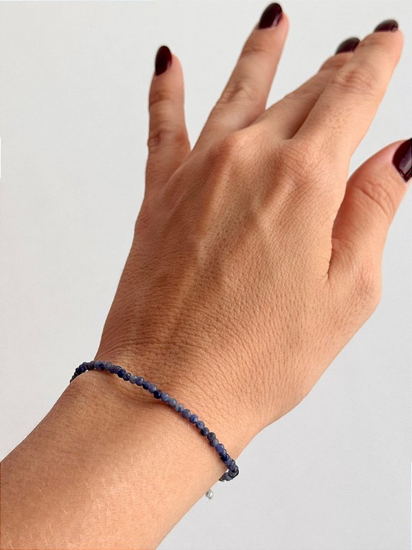 Pulseira de Sodalita 2mm Multifacetada - Direcionamento, Clareza Mental, Decisões, Discernimento